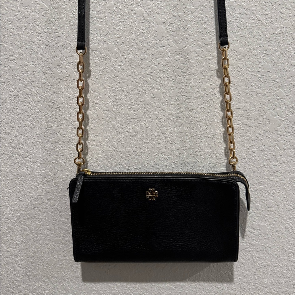Tory Burch Black Crossbody Bag with Gold Accents